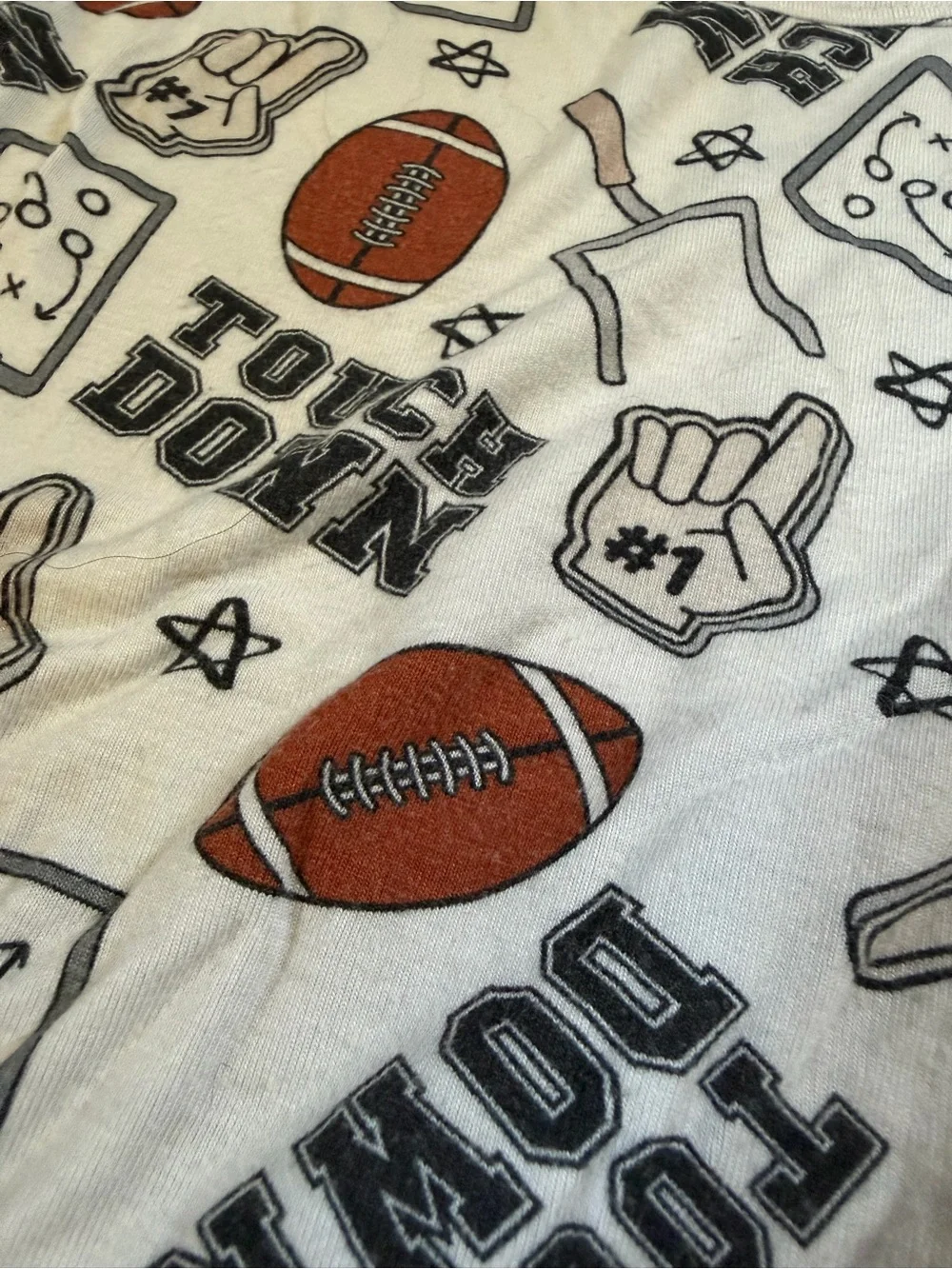 5-6 Kids Football & Blocks Pajama Sets- set of 2 White with Red & Blue Accents
